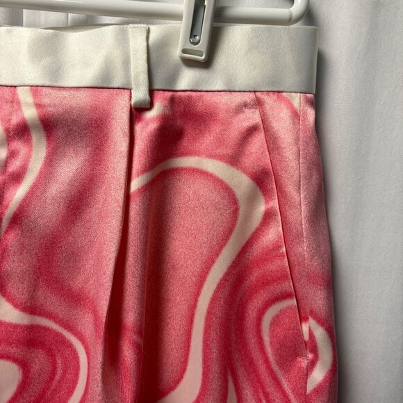 ASOS Design Mens Pink White Marble Print Board Shorts Size W34 Satin Casual - Picture 2 of 7